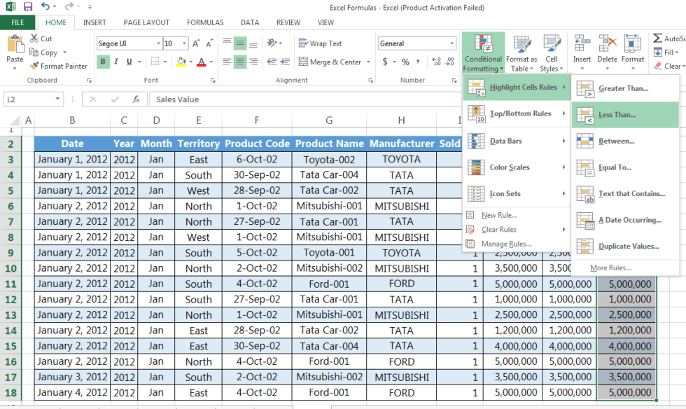 Conditional Formatting function in Microsoft Excel | Commerce Curve