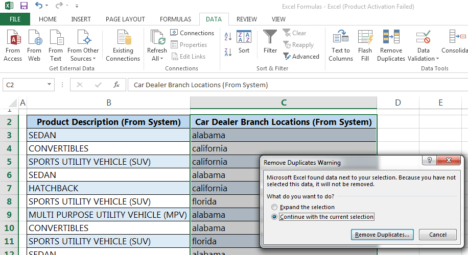 excel for mac. how does remove duplicates work